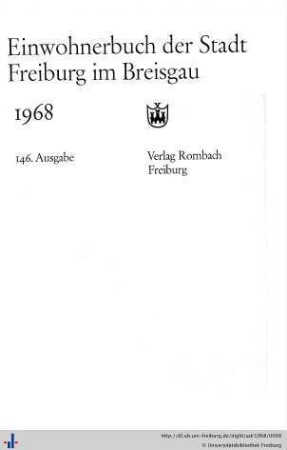 Einwohnerbuch der Stadt Freiburg im Breisgau : 1968