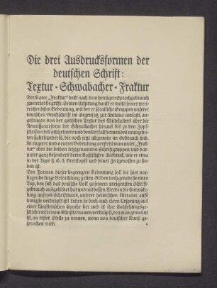 Die drei Ausdrucksformen der deutschen Schrift: Textur - Schwabacher - Fraktur