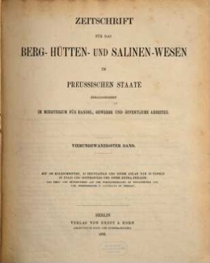 Zeitschrift für das Berg-, Hütten- und Salinenwesen im Deutschen Reich, 24. 1876