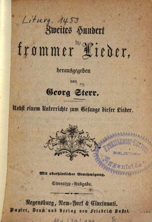 Zweites Hundert frommer Lieder : nebst einem Unterrichte zum Gesange dieser Lieder