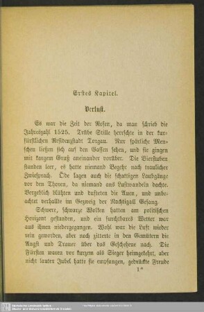 Erstes Kapitel. Verlust