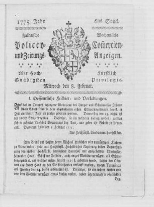 6tes Stück, Ausgabe vom 8. Februar 1775