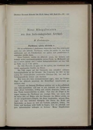 Neue Rhopaloceren aus dem Indo-malayischen Archipel.