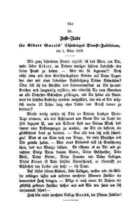 24. Fest-Rede für Albert Gareis' 25jähriges Dienst-Jubiläum