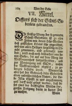 VII. Mittel. Oeffters sich der Schuß-Gebettlein gebrauchen