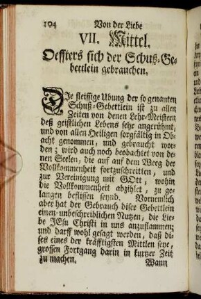 VII. Mittel. Oeffters sich der Schuß-Gebettlein gebrauchen