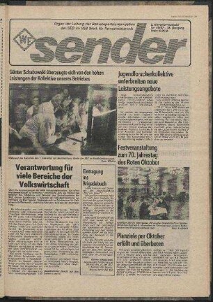 Betriebszeitung 'WF-Sender', Nr.45/1987 (2. Novemberausgabe 1987)