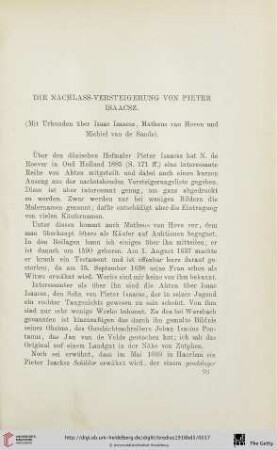 Die Nachlass-Versteigerung von Pieter Isaacsz