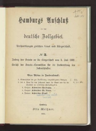 No. 2: Antrag des Senats ... Bericht der Senats-Commission ...