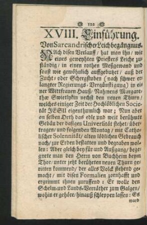 XVIII. Einführung. Von Sarcandrischer Leichbegängnus