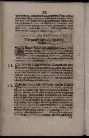 Tit. XIII. Was zum Ersten Termin gehandelt werden soll