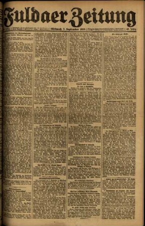 Erste Ausgabe vom Mittwoch, den 03. September 1919.