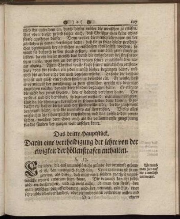 Das dritte Hauptstück. Darin eine vertheidigung der lehre von der ewigkeit der höllenstrafen enthalten.