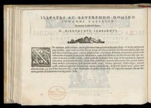 Dedikation an Giovanni Capellio von Girolamo Lambardi