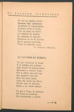 El payador en Europa
