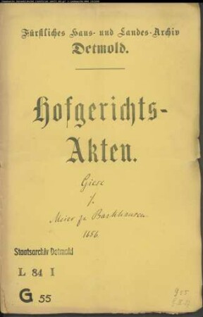 Giese, Bernd, Bürgermeister gegen Christoph Meier zu (Nieder-) Barkhausen - Schuldforderung