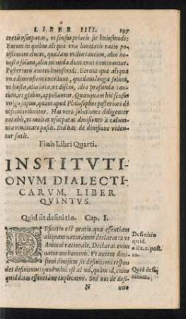 Institutionum Dialecticarum, Liber Quintus.