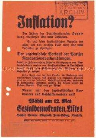 Aufruf der SPD zur sächsischen Landtagswahl 1929