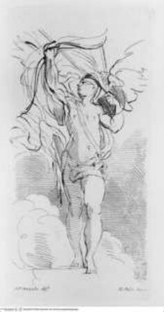 Raccolta di disegni originali di Fra.co Mazzola detto il Parmigianino tolti dal gabinetto di Sua Eccellenza il Sig.re Conte Alessandro Sanvitale, (Tav. 11) Cupido, einen Pfeil nach oben schießend