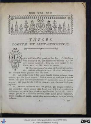 Theses Logicae Et Metaphysicae.