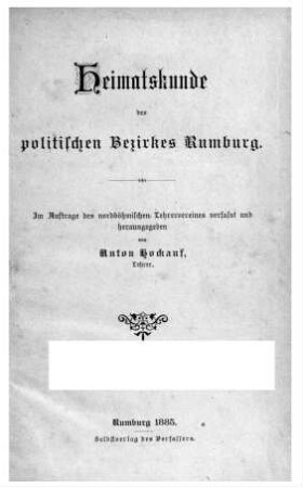 Heimatskunde des politischen Bezirkes Rumburg