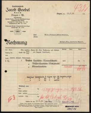 Goebel, Jacob (Rechnung)