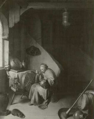 Alte Frau am Spinnrad (Rembrandts Mutter)