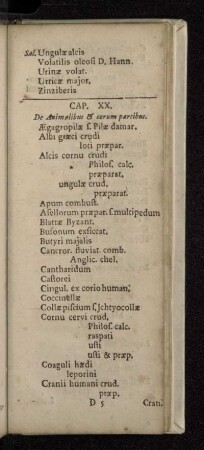 Cap. XX. De Animalibus & eorum partibus.
