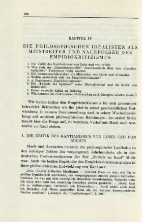 Kapitel IV Die Philosophischen Idealisten Als Mitstreiter Und Nachfolger Des Empiriokritizismus