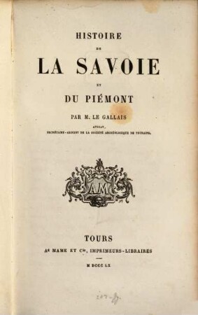 Histoire de la Savoie et du Piémont