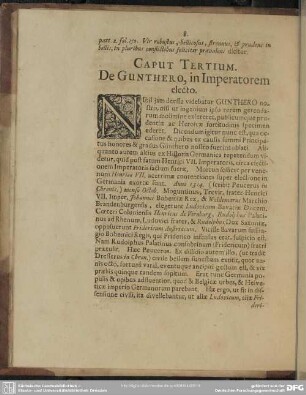 Caput Tertium. De Gunthero, in Imperatorem electo