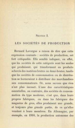 Section I. Les Sociétes De Production