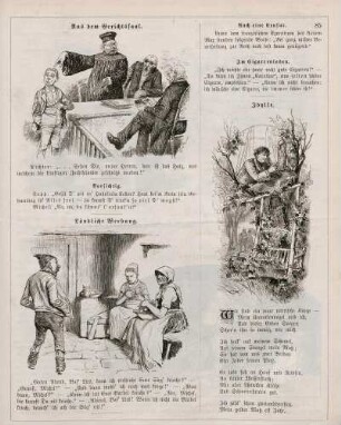 "Aus dem Gerichtssaal" "Ländliche Werbung" "Idylle"