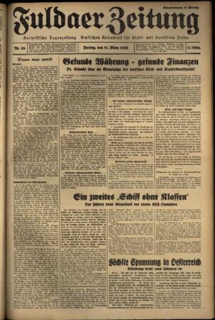Ausgabe vom Freitag, den 11. März 1938.