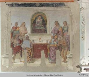 Thronende Madonna mit Kind und Heiligen