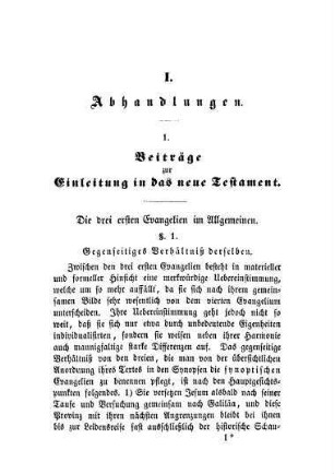 3-76 Beiträge zur Einleitung in das neue Testament : Die drei ersten Evangelien im Allgemeinen