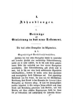 3-76 Beiträge zur Einleitung in das neue Testament : Die drei ersten Evangelien im Allgemeinen