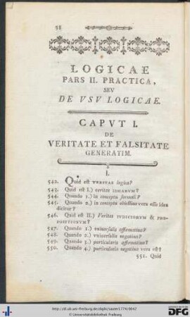 Logicae Pars II. Practica, Seu De Usu Logicae.