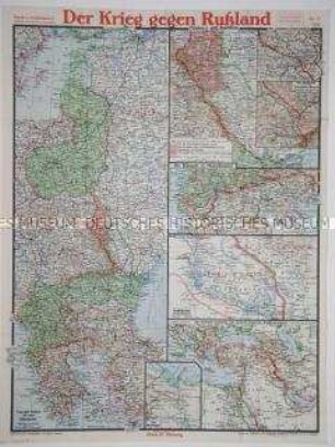 Militärstrategische Landkarten von verschiedenen Kriegsschauplätzen (Paasche's Frontenkarte 17)