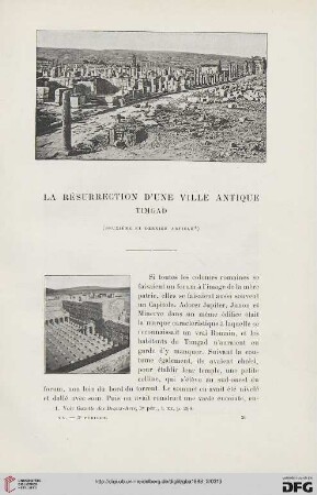3. Pér. 20.1898: La résurrection d'une ville antique, [2] : Timgad