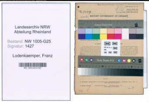 Entnazifizierung Franz Lodenkaemper , geb. 01.06.1888 (Lagerchef)