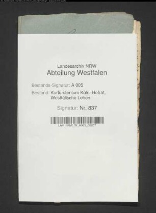 Belehnung des Dietrich von Kloedt zu Hanxleden, Schwiegersohn des Eberhard von Hanxleden, mit den Gütern auf der Elpe und dem halben Zehnten zu Bruchhausen