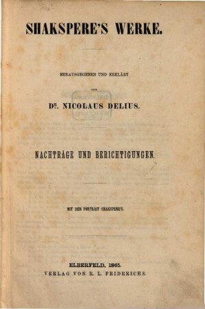 Shakspere's Werke, [8]. Nachträge und Berichtigungen
