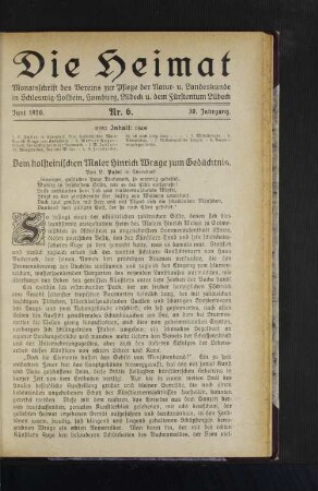 Juni 1920. Nr. 6. 30. Jahrgang.