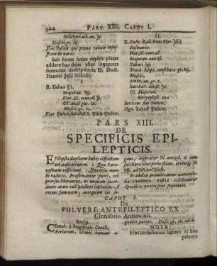 Pars XIII. De Specificis Epilepticis.