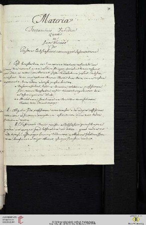 Materia Tentaminis Juridici Quarti ex Jure Privato De Personis Ecclesiasticis, earumque Sustentatione