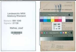 Entnazifizierung Josef Mathee , geb. 07.07.1896 (Lokfuehrer)