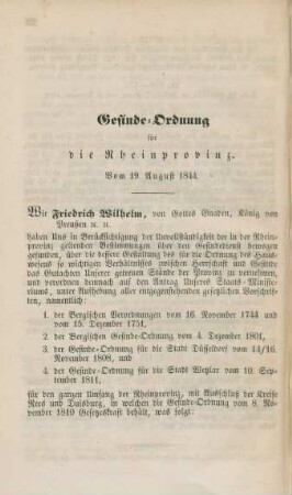 Gesinde-Ordnung für die Rheinprovinz.