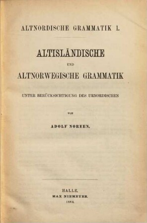 Altnordische Grammatik, 1 = A,4