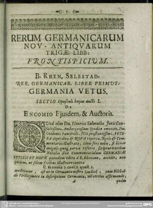 Liber Primus: Germania Vetus
